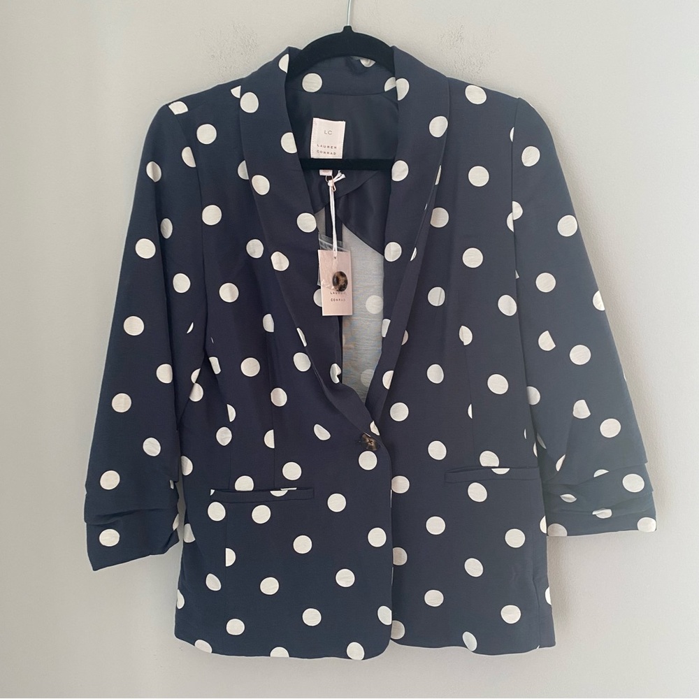 LC Lauren Conrad Women’s Polka Dot Lightweight Elbow Sleeve Blazer Jacket XS
